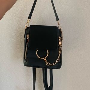Cloe Dupe Mini Black Leather Backpack